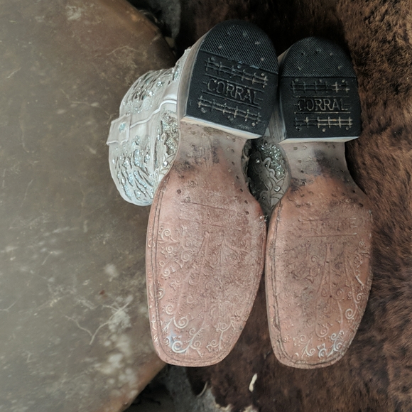 CORRAL A3435 Green Glitter Inlay & Crystals Square Toe Wedding cowgirl boots 7.5 - Picture 13 of 16